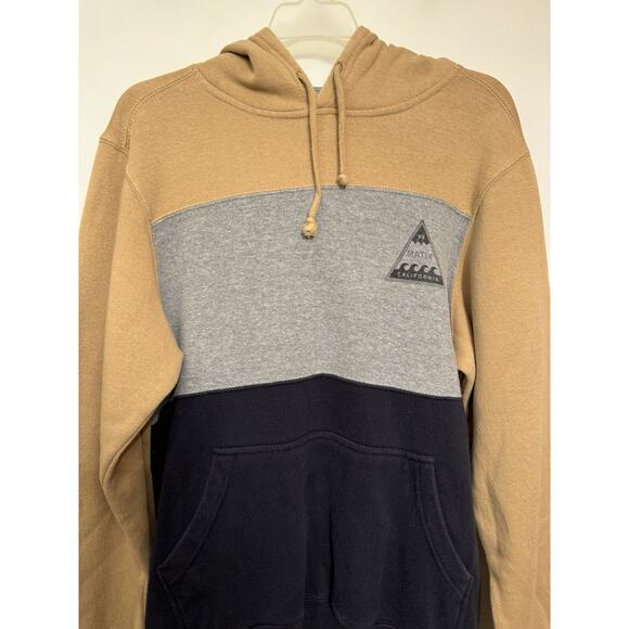 Matix Color Block Hoodie Sweatshirt Black Tan Gray Size M Unisex Autumn - Picture 3 of 11